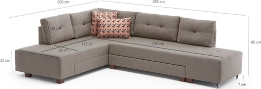 Kutna garnitura na razvlačenje, Krem, Manama Corner Sofa Bed Left - Cream