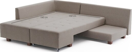 Kutna garnitura na razvlačenje, Krem, Manama Corner Sofa Bed Left - Cream