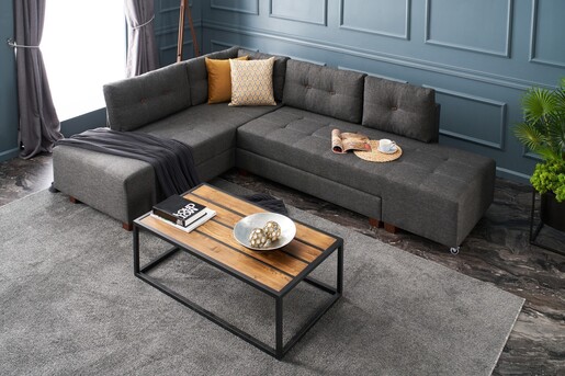 Kutna garnitura na razvlačenje, Antracit, Manama Corner Sofa Bed Left - Anthracite