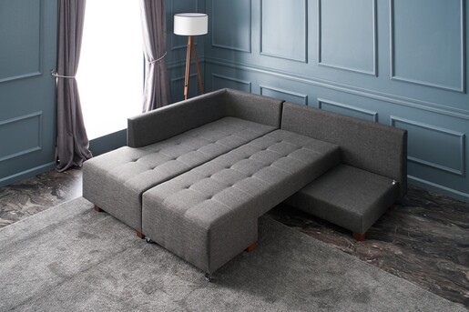 Kutna garnitura na razvlačenje, Antracit, Manama Corner Sofa Bed Left - Anthracite