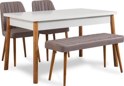 Set stolova i stolica (4 komada), Atlantski bor Bijela boja Sivo, Costa 0701 - 3 AB