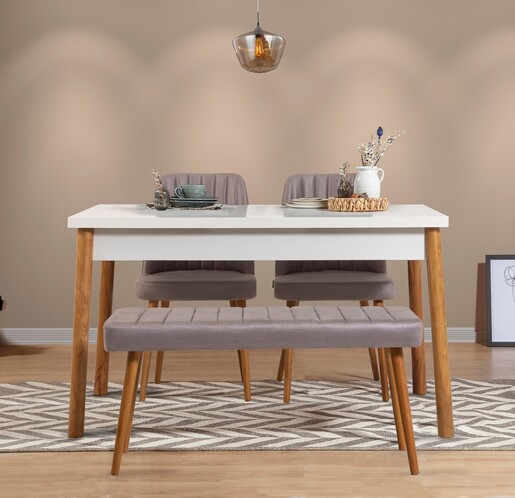 Set stolova i stolica (4 komada), Atlantski bor Bijela boja Sivo, Costa 0701 - 3 AB