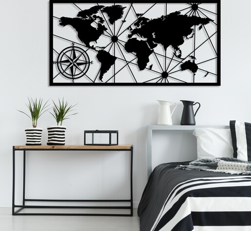 Metalna zidna dekoracija, World Map Silhouette