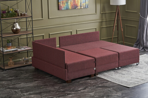Kutna garnitura na razvlačenje, Bordo crvena, Fly Corner Sofa Bed Left - Claret Red