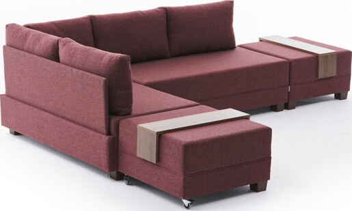 Kutna garnitura na razvlačenje, Bordo crvena, Fly Corner Sofa Bed Left - Claret Red
