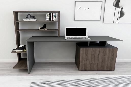 Studijski stol, Melis - Walnut, Anthracite