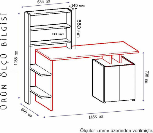 Studijski stol, Melis - Walnut, Anthracite