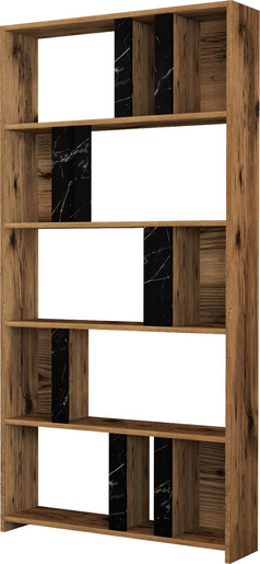 Polica za knjige, Lima - Walnut, Black Marble