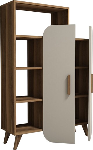 Polica za knjige, Form - Walnut, Cream