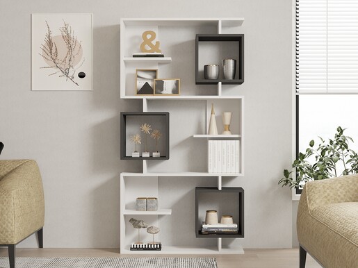 Polica za knjige, Icardi - White, Anthracite