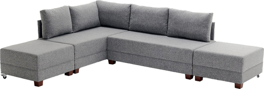 Kutna garnitura na razvlačenje BELLA SOFT, lijeva, siva, Fly Corner Sofa Bed Left - Grey