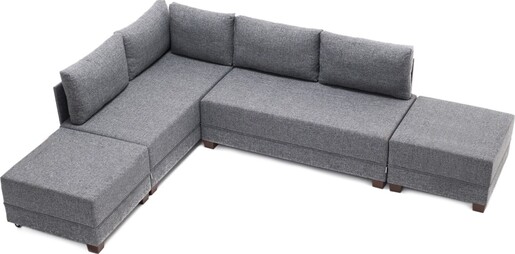 Kutna garnitura na razvlačenje BELLA SOFT, lijeva, siva, Fly Corner Sofa Bed Left - Grey