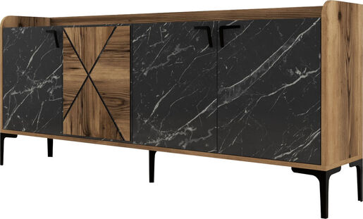Konzola, Venedik - Walnut, Black Marble
