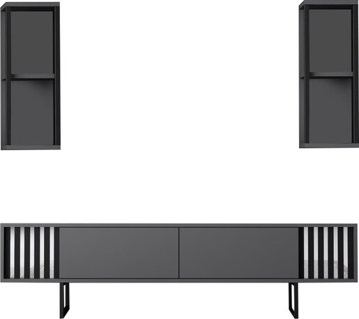 Komoda za TV, Chrome Line - Anthracite, Black