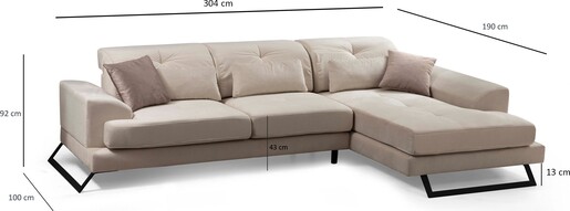 Kutna garnitura FRIDO desna, ecru, Frido Corner Right (L3+Chl) - Ecru