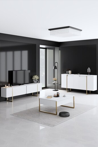 Komoda, Luxe - White, Gold