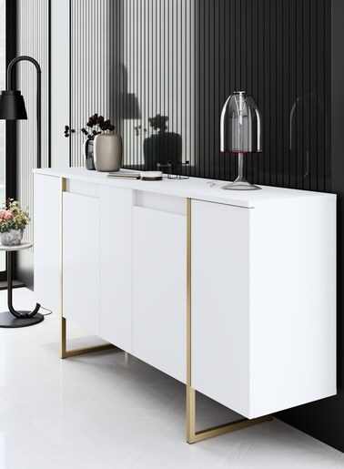 Komoda, Luxe - White, Gold