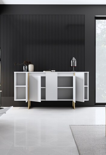 Komoda, Luxe - White, Gold