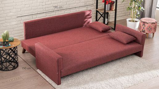 Trosjed na razvlačenje BELLA crveni, Bella Sofa Bed - Claret Red