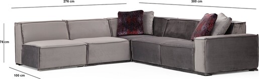 Kutna garnitura LOGO, siva, Lego Corner 5 (O1-O1-C-O1-1R)