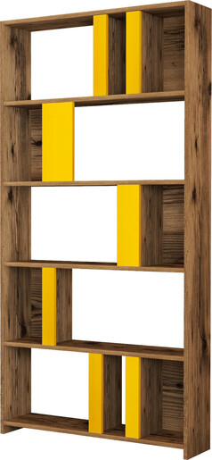 Polica za knjige, Lima - Walnut, Yellow