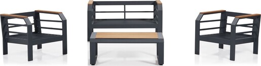 Vrtna garnitura, siva crna boja, Assento Gri 2+1+1+S