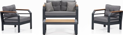 Vrtna garnitura, siva crna boja, Assento Gri 2+1+1+S