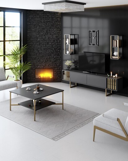 Stolić za kavu, Gold Line - Anthracite, Black