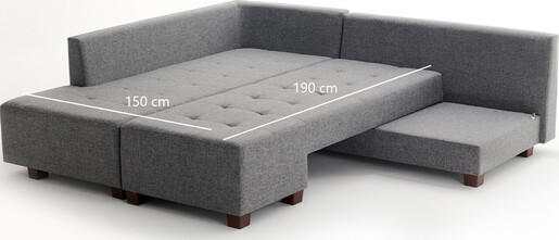 Kutna garnitura na razvlačenje, Sivo, Manama Corner Sofa Bed Left - Grey