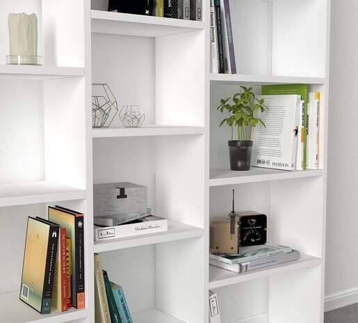 Polica za knjige, Bijela boja, Ample - White
