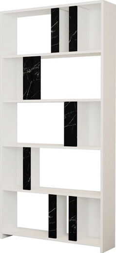 Polica za knjige, Lima - White, Black Marble