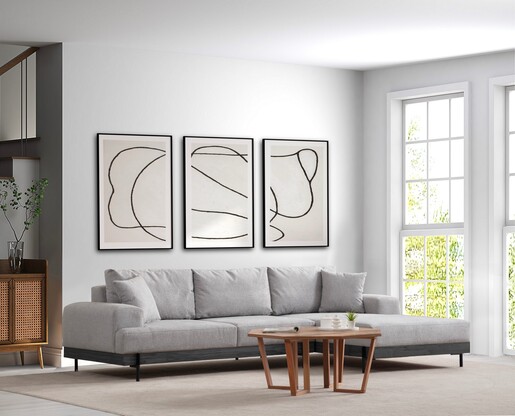 Kutna garnitura Eti crna desni - sivi