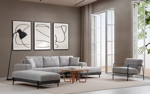 Kutna garnitura Eti crna desni - sivi