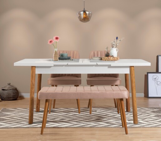 Set stolova i stolica (4 komada), Atlantski bor Bijela boja Kamen, Santiago 0900 - 3 AB