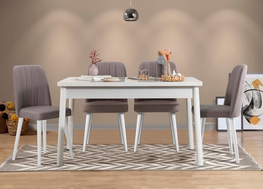 Set stolova i stolica (5 komada), Bijela boja Sivo, Costa 0701 - 1 B