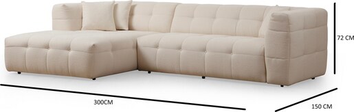 Kutna garnitura Cady 3 Seater lijevi - bež