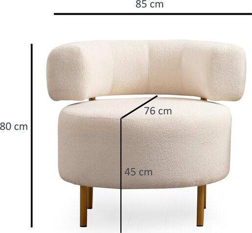 Naslonjač, River Round - White