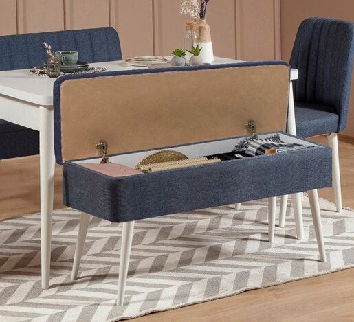 Set stola i stolica (4 komada), Vina 1048 - 3 - White, Dark Blue