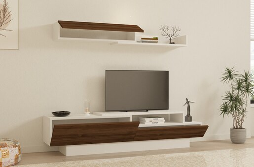 TV jedinica, Elda - White, Walnut