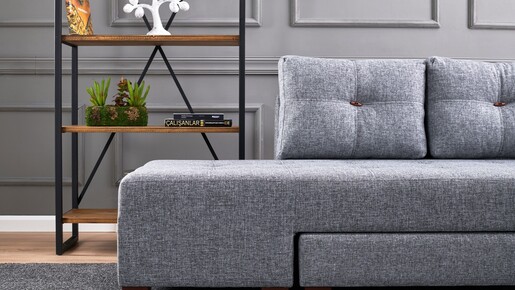 Kutna garnitura na razvlačenje, Sivo, Manama Corner Sofa Bed Right - Grey