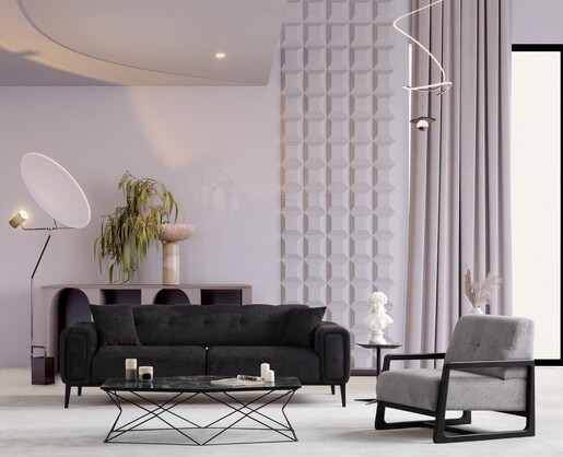 Trosjed na razvlačenje Athena 3 Seater - crna