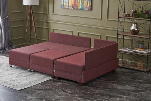 Kutna garnitura na razvlačenje BELLA SOFT, desna, tamno crvena, Fly Corner Sofa Bed Right - Claret Red
