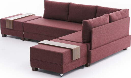 Kutna garnitura na razvlačenje BELLA SOFT, desna, tamno crvena, Fly Corner Sofa Bed Right - Claret Red