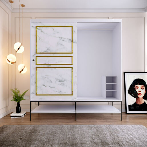 Garderoba, Martin Sürgülü 190 - White, Black, Gold