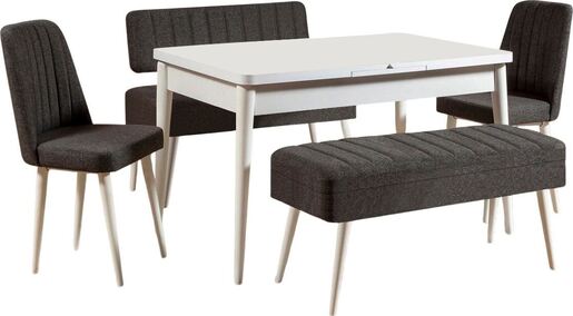 Set stola i stolica (5 komada), Vina 1053 - 4 - Anthracite, White