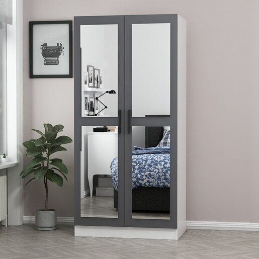 Garderoba, Kale Mirror Anthracite White - 190