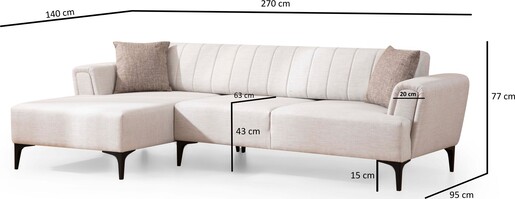 Kutna garnitura na razvlačenje Hamlet lijevi - Ecru