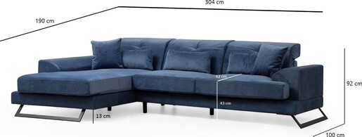 Kutna garnitura, Mornarsko plava, Frido Left (Chl+3R) - Navy Blue