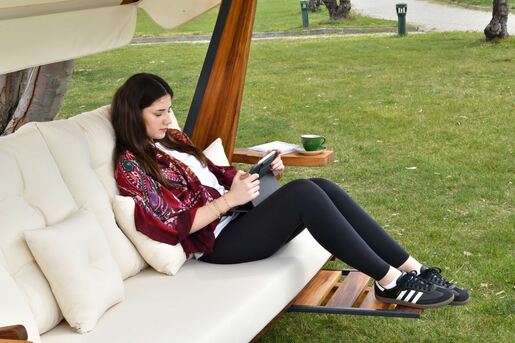 Vrtni trosjed za ljuljanje, prirodno bež boja, Luna Deluxe 2600 - Beige