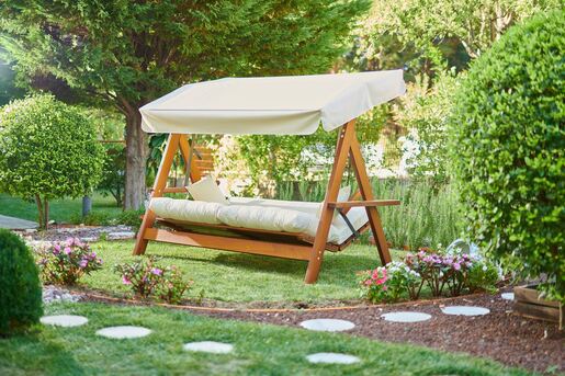Vrtni trosjed za ljuljanje, prirodno bež boja, Luna Deluxe 2600 - Beige